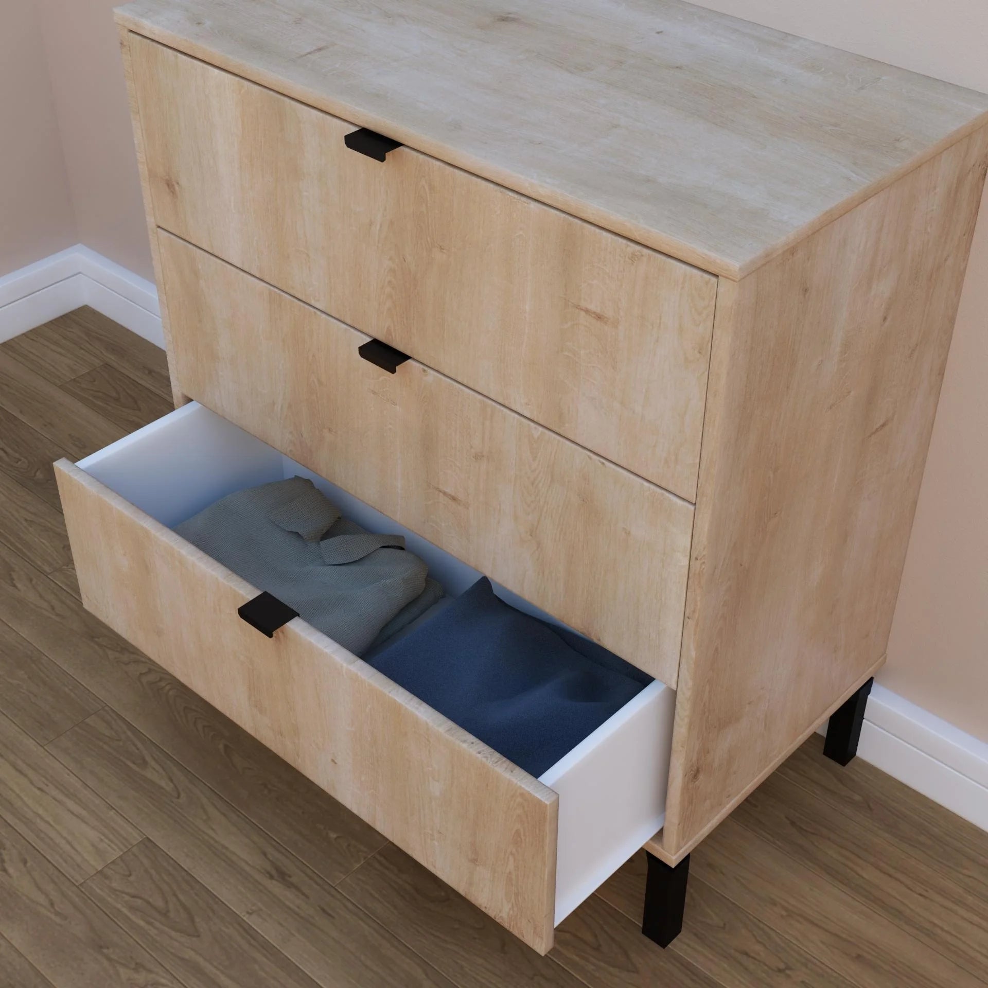 Minimalist 3-Drawer Dresser Oak