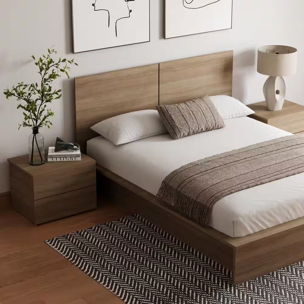 James 4-Piece Brown Oak Queen Size Bedroom Set