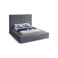Bliss Solid Wood Tufted Velvet King Bed in Gray