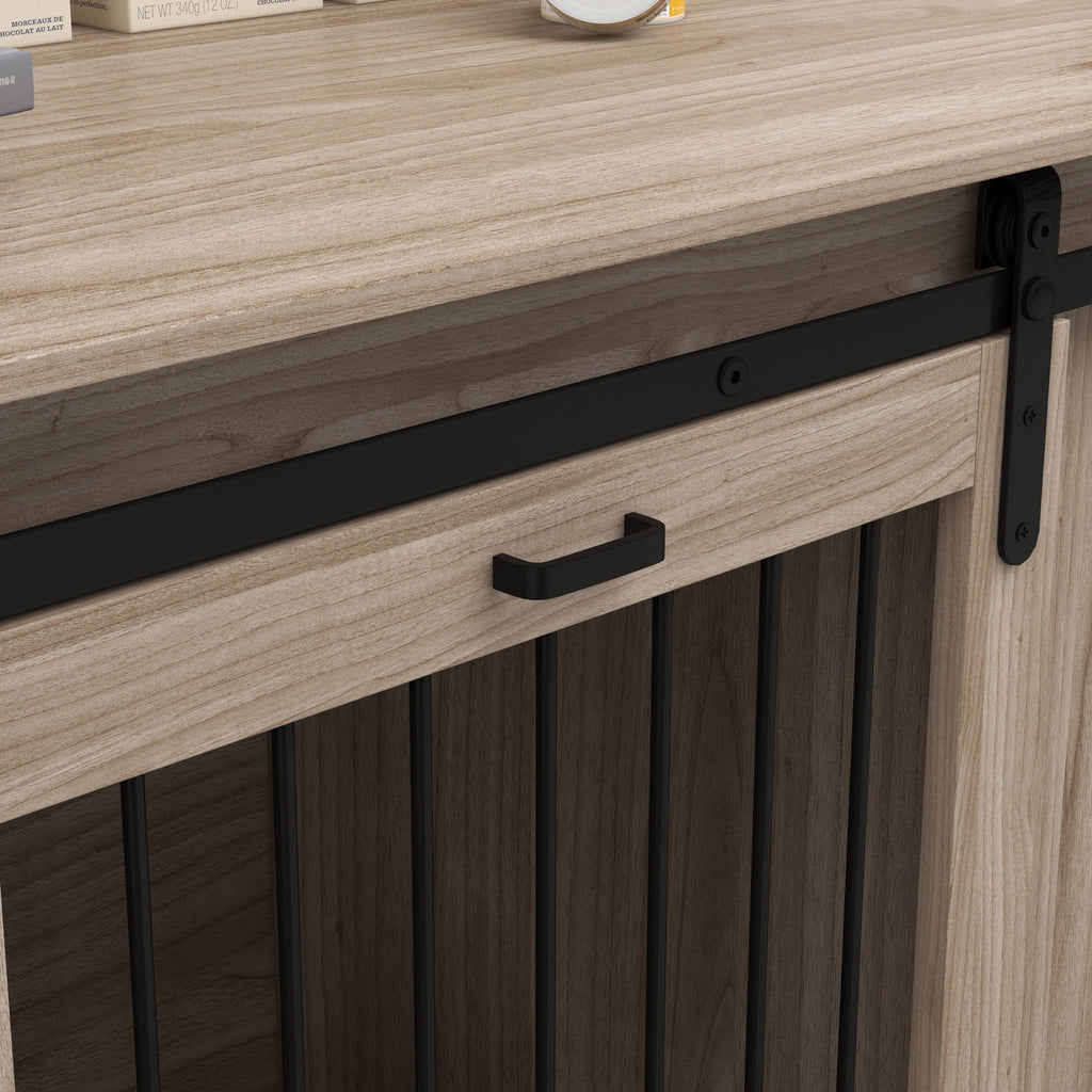 71" Dog Crate Furniture with Removable Divider for 2 Small Dogs or 1 Large Dog, Dog Kennel Furniture with Storage, Double Doors