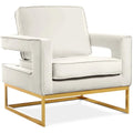Noah Cream Velvet Accent Chair with Gold Iron Base