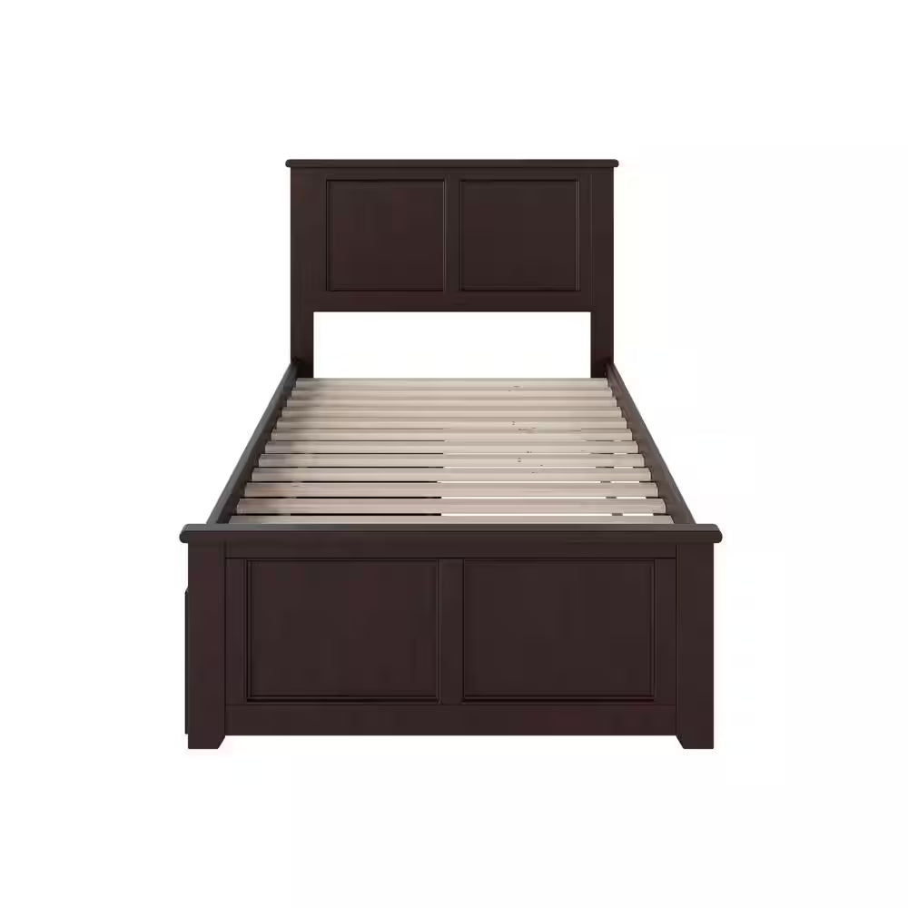Madison Espresso Twin XL Platform Bed with Matching Foot Board and 2 Urban Bed Drawers