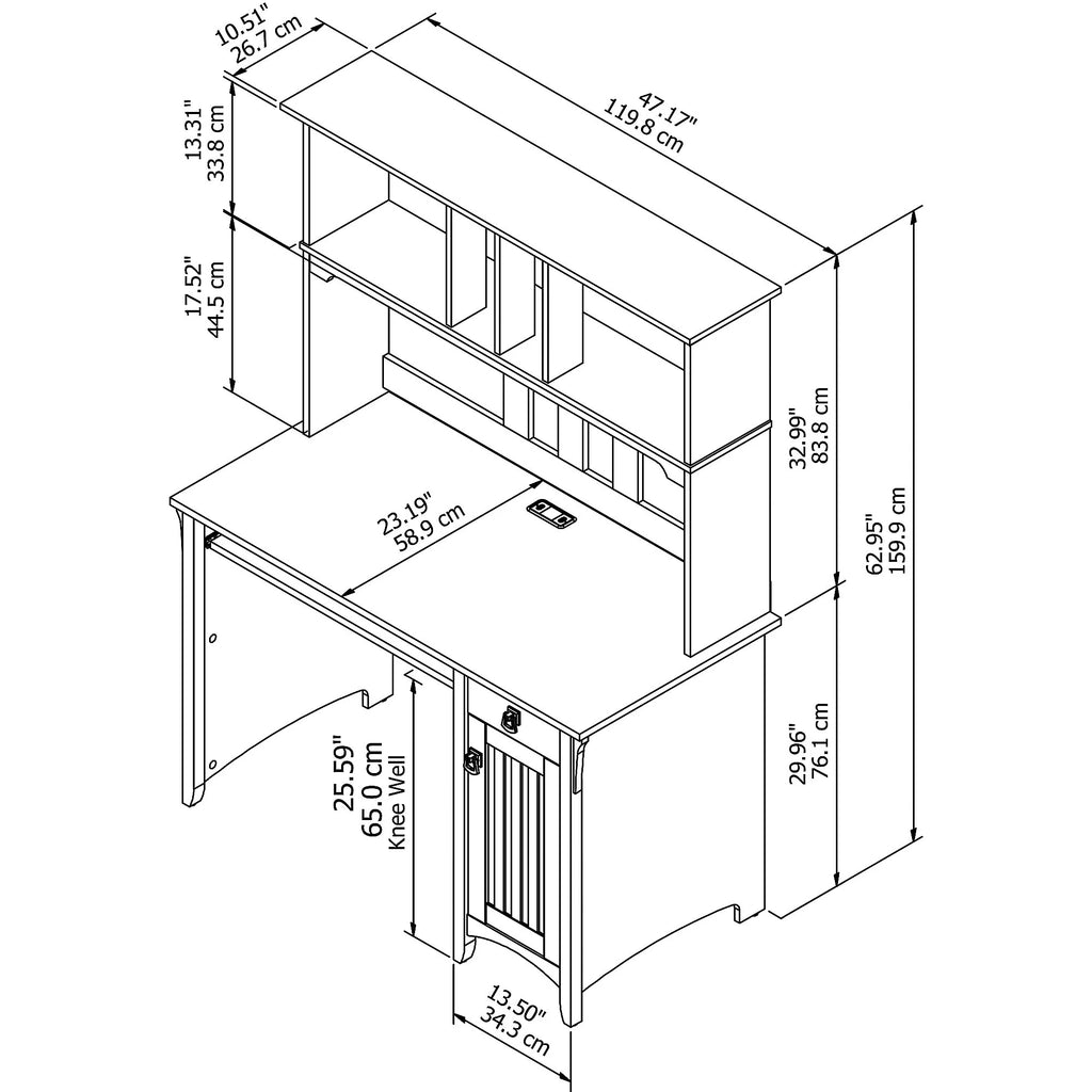 Salinas Small Computer Desk with Hutch